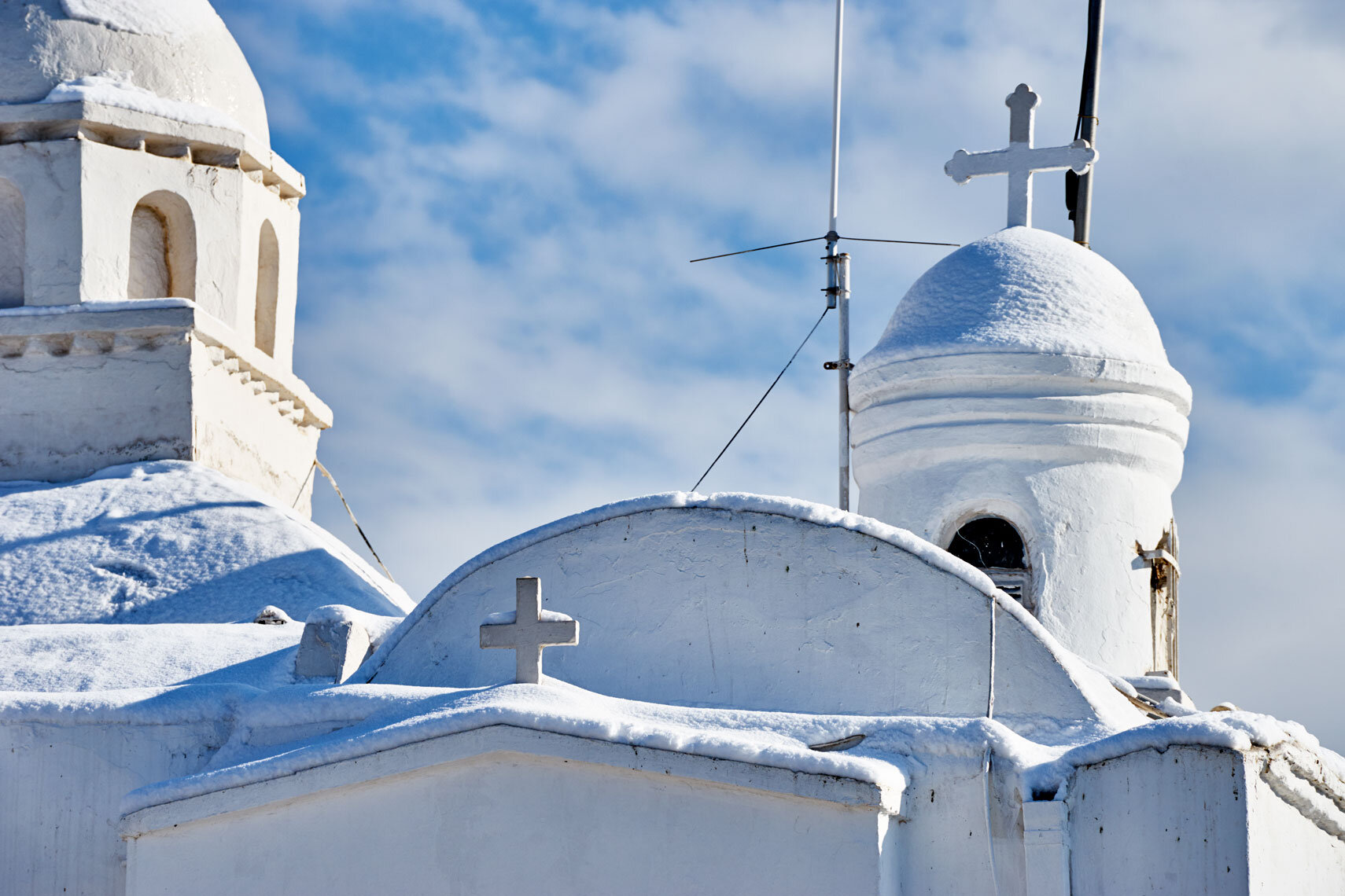 Lycabettus hill during Athens in the snow. 